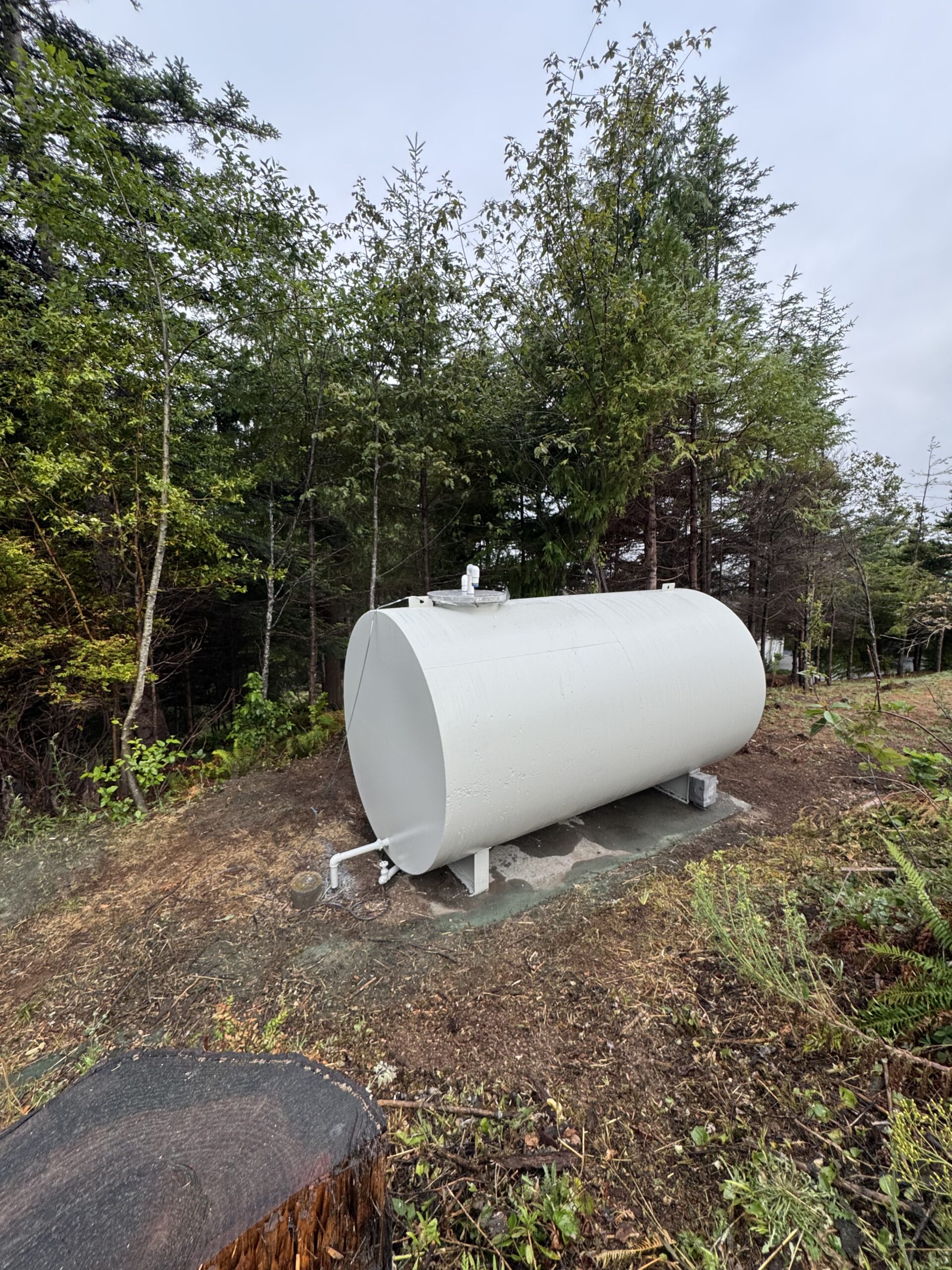 Industrial tank surface in an outdoor work area